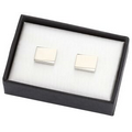 Matte Silver Metal Rectangle Cufflinks